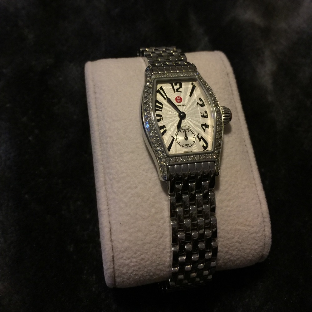 Michele Coquette Diamond and Stainless Watch